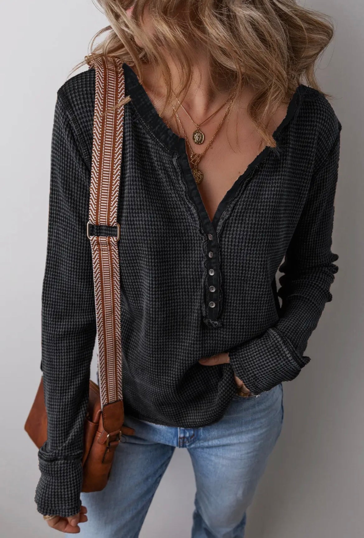 Acid Wash Waffle Top