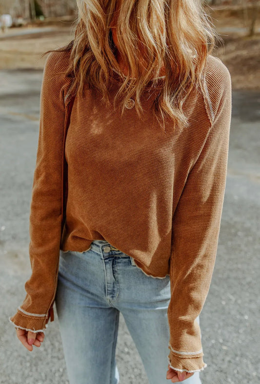 Tan Raw Hem Thermal