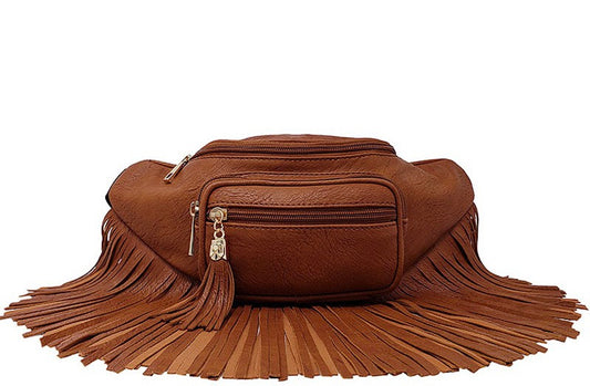 Tan Fringe Fanny Pack